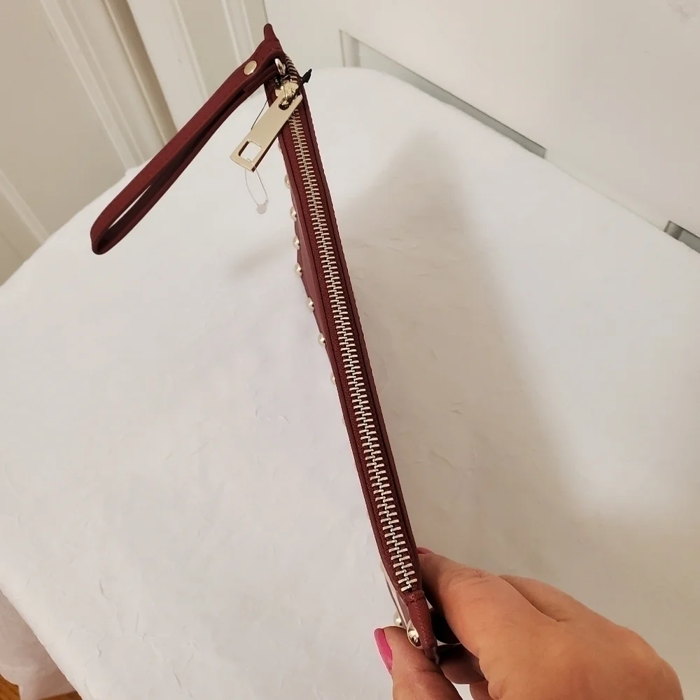 NWOT White House Black Market Large Studded Maroon Clutch - Picture 3 of 6